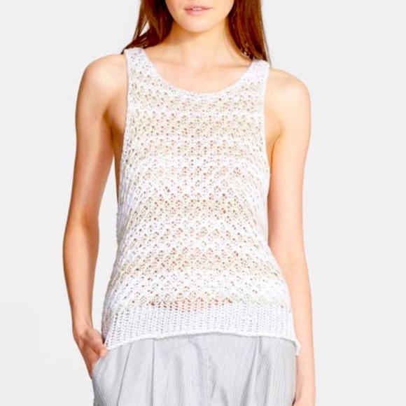 Rag & Bone White Lizette Crochet Sleeveless Striped Tank XS‎ - Picture 1 of 11